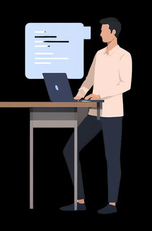 a man holding his laptop showing the main components of a seo campaign